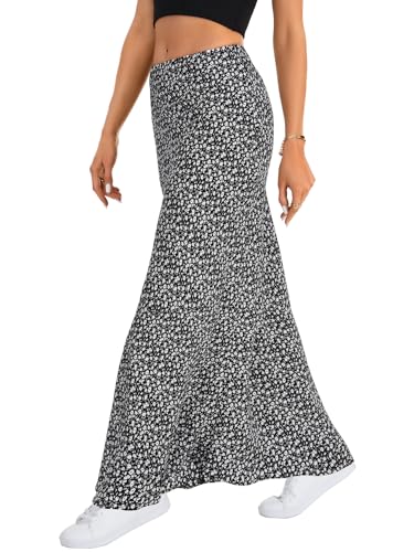 Vrtige Women's Summer Trendy Boho Skirts Elasticized High Waisted A Line Maxi Skirt3