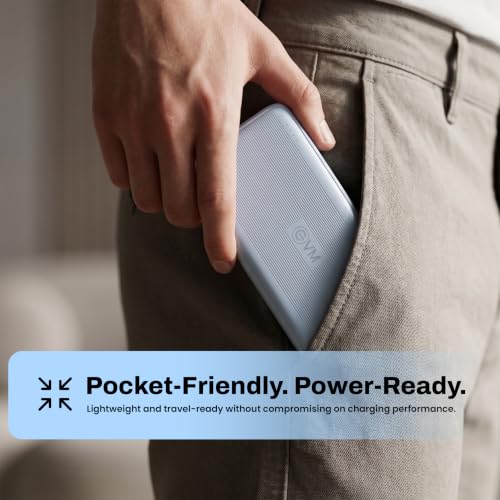 Image of EVM EnConnect Plus 20000mAh Power Bank | 22.5W PD & PPS Fast Charging | Built-in Type-C & Lightning Cables | USB-A & Type-C Output | Android, Pocket Size | 2 Year Warranty(EVM-P0506-Misty Blue)