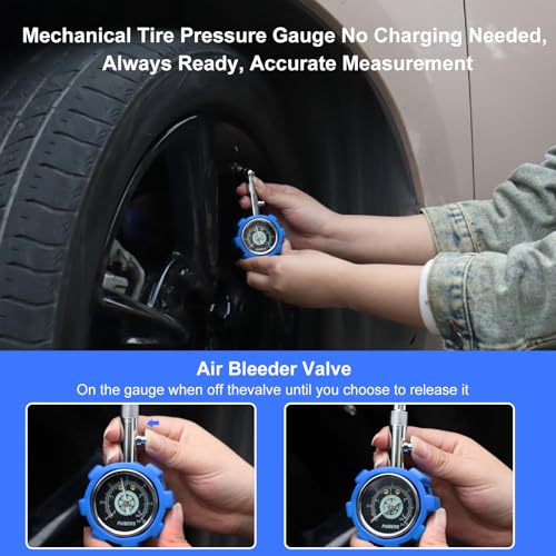 PUIBERS Tyre Pressure Gauge UK 4 BAR 60 PSI,Car Tyre Pressure Gauge ANSI B40.1 Certified with 1.5" Glow Dial, Heavy Duty Mechanical Gauge for Cars, Trucks & Motorcycles - Image 4