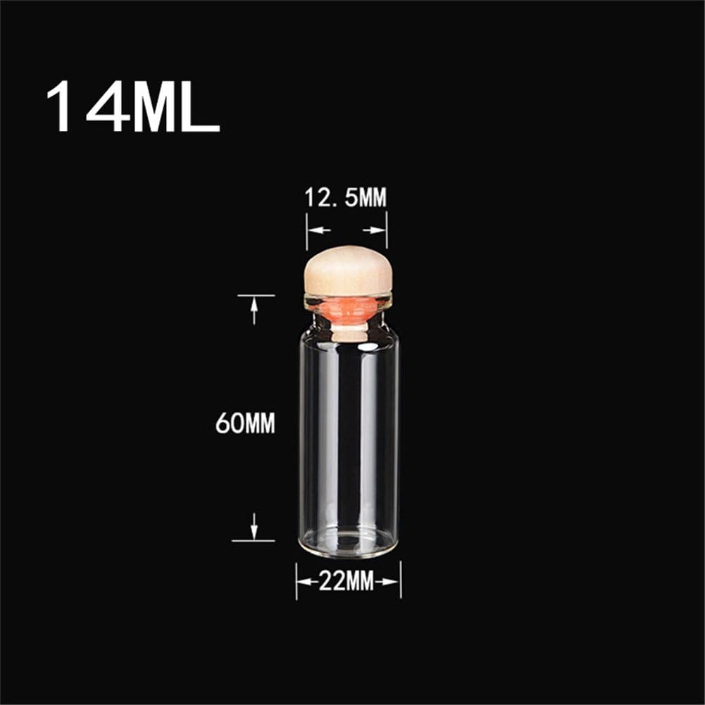 Mini Transparent Glass Bottles With Cork Wood Stopper Decoration Crafts Bottles Jars Vials Gift for Wedding 14ml Bottles (100, 14ml-22x60x12.5mm)