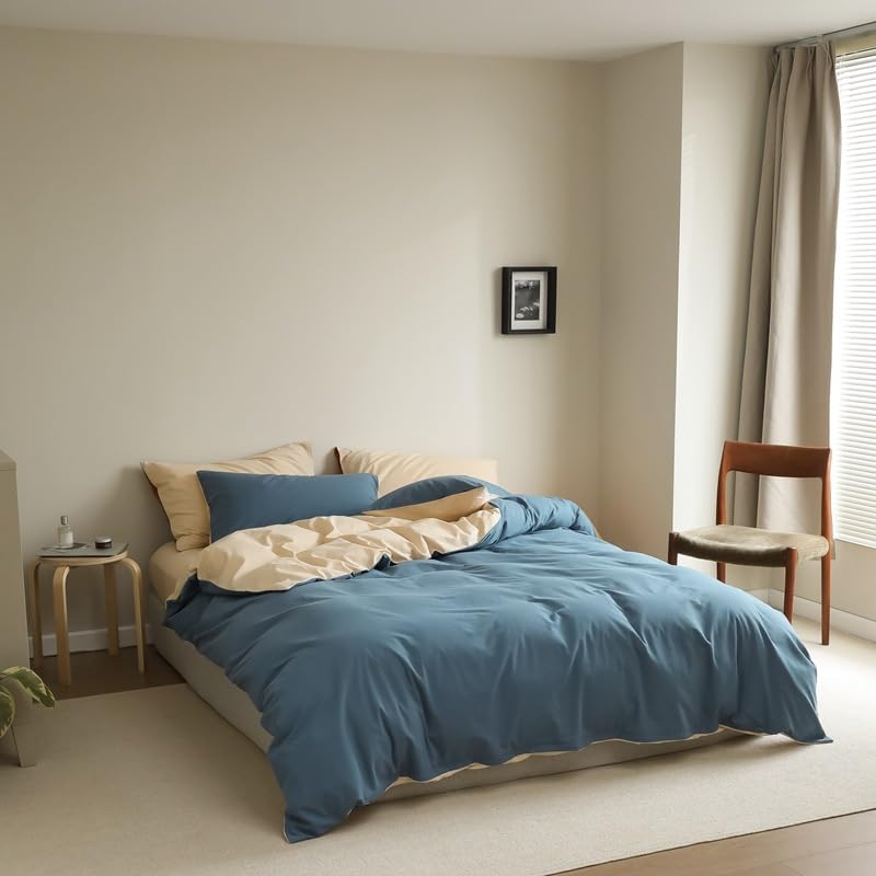 Cotton Chic Quilt Cover 3 Pieces Bedding Set 1 Duvet Cover+2 Pillowcases Solid Color Ultra Soft 3 Pieces Bedding Duvet Cover with Zipper Closure (Color : K, Size : King 220X230cm(86X90inch)) (B Twin