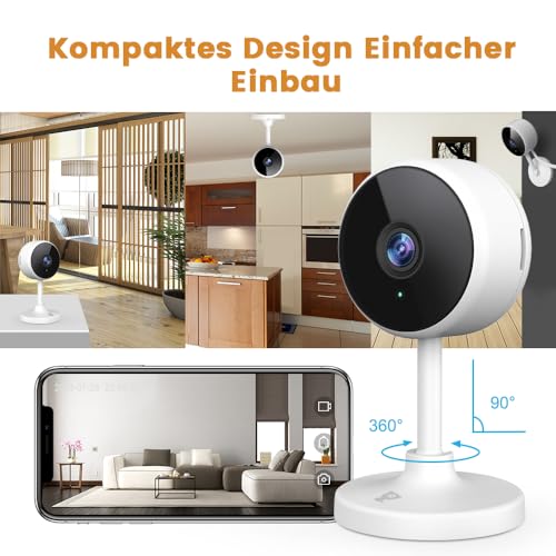litokam Little elf Überwachungskamera, Babyphone mit Kamera mit Bewegungserkennung, Nachtsicht, Zwei-Wege-Audio, Kamera Überwachung Innen für Hunde, Haustierkamera mit App Kompatibel Alexa