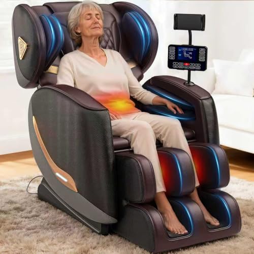 Upgraded Massage Chair Full Body, Zero Gravity Recliner with Heat, 10 Fix Points, Bluetooth, Touch Screen, Footrest, Shiatsu Massage Chair for Parents