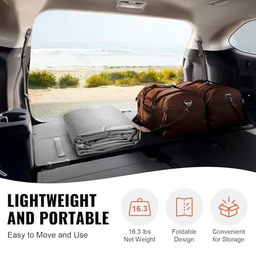 VEVOR Carport-Garagenzelt Seitenwand 6000 x 3950 x 1950 mm, Garagenzelt-Unterstandplane, strapazierfähig, wasserdicht und UV-geschützt, grau (Oberteil und Rahmen Nicht im Lieferumfang enthalten)