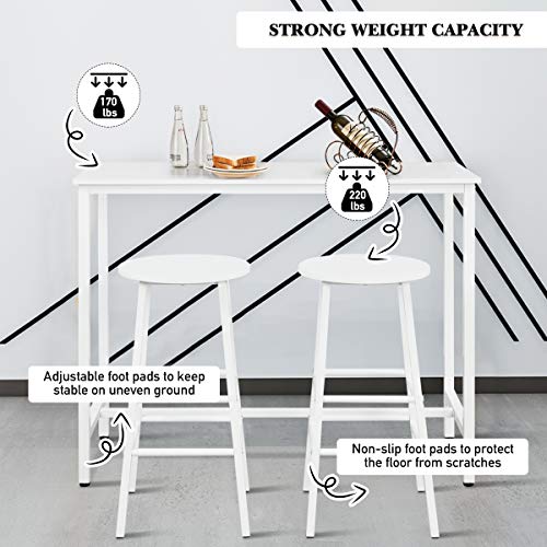 image for COSTWAY 3-Piece Pub Table Set, Bar Table with 2PCS Backless Bar Stools