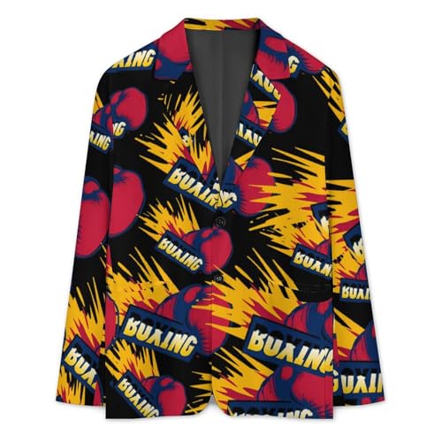 Boxing Men's Slim Suit Long-Sleeve Prom Tuxedo Classic Two Button Business Jacket3