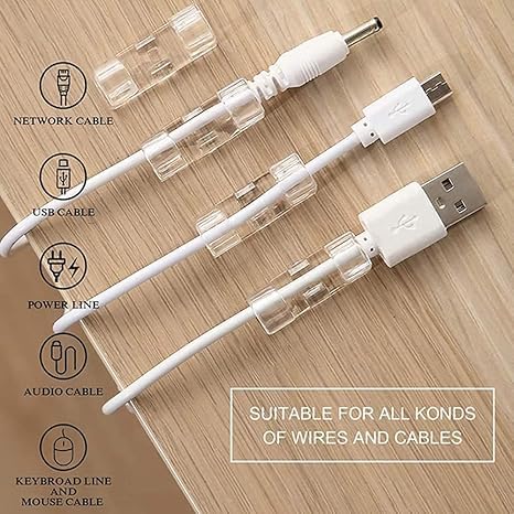 Zerolex 60 Pcs Self Adhesive Cable Management Clips, Cable Organizers Sticky Wire Clips Cord Holder for TV PC Laptop Ethernet Cable Desktop Home Office (Large,Transparent) 2