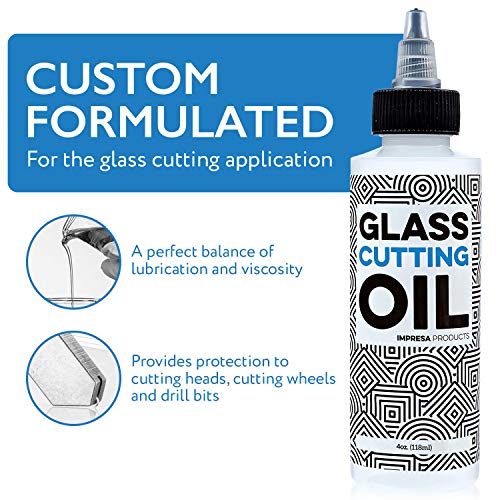 impresa glass cutting oil - precision twist top for extended tool life amp clean cuts - versatile fluid for stained glass bottle cutter amp mirror cutting - 4 oz black