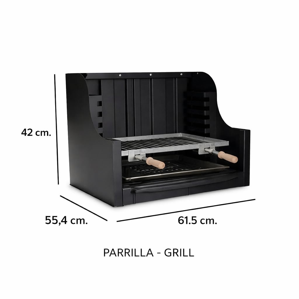 MF - Barbacoa de leña y carbón estilo argentino para jardín modelo Coven verde