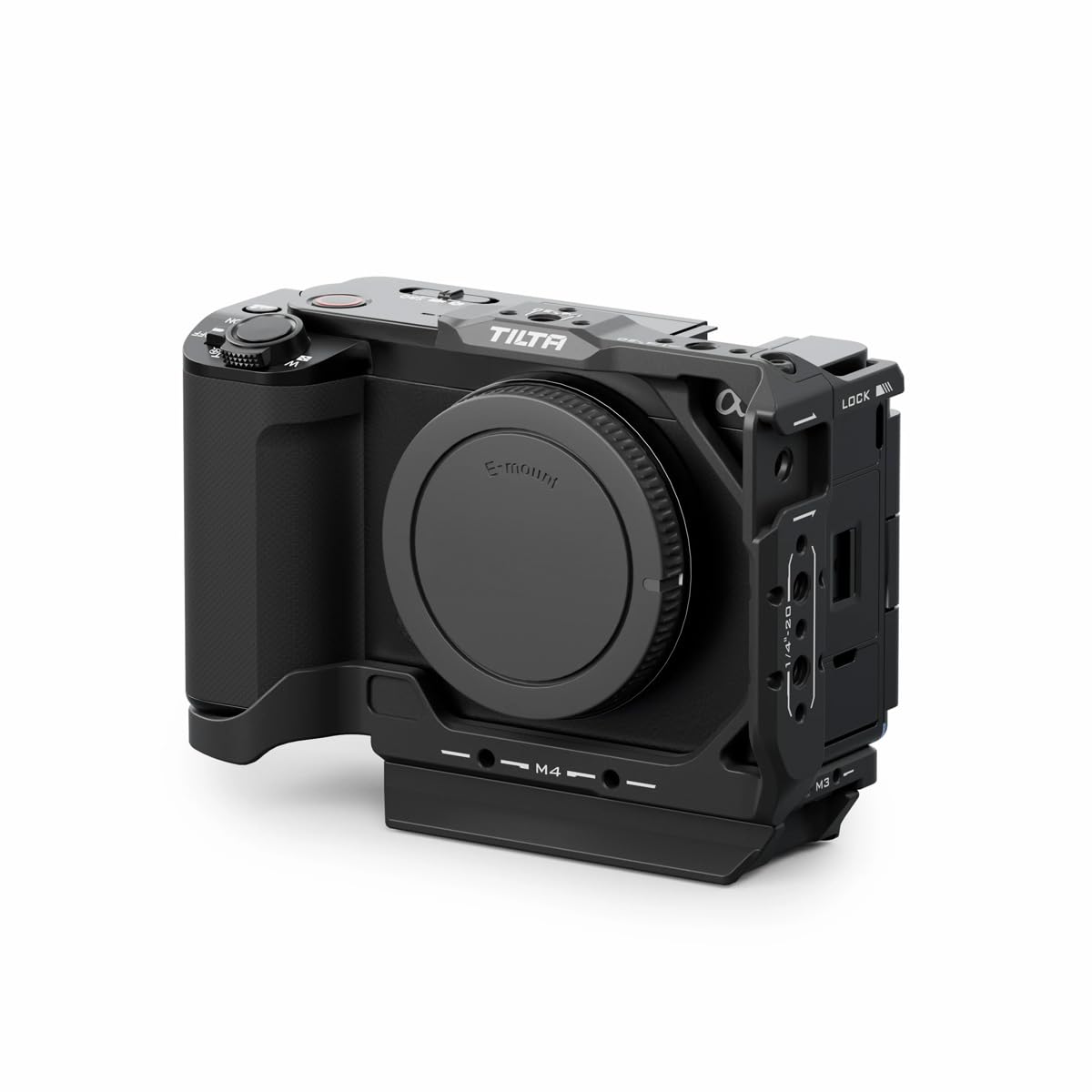 Tilta Gabbia per fotocamera Sony ZV-E1 | Cold Shoe, NATO Rail, M3 e 1/4" "-20 Thread | Migliora la funzionalità | Facile accesso a porte, pulsanti e batteria (nero, mezza gabbia) TA-T35-HCC-B