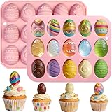 Easter Egg Chocolate Molds Silicone, 2 Pack Egg Shaped Silicone Baking Mold for Spring Party Easter Treats & Craft Gifts DIY Chocolate Candy Gummy Jelly Ice Tray Fondant Resin Soap Cake Topper Decor