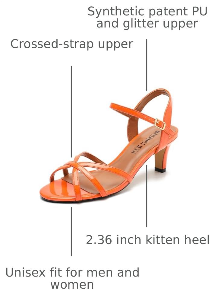Image of MAIERNISI JESSI Unisex Men's Women's Strappy Sandals, Kitten Heel, Slingback, Open Toe, Dress Shoes