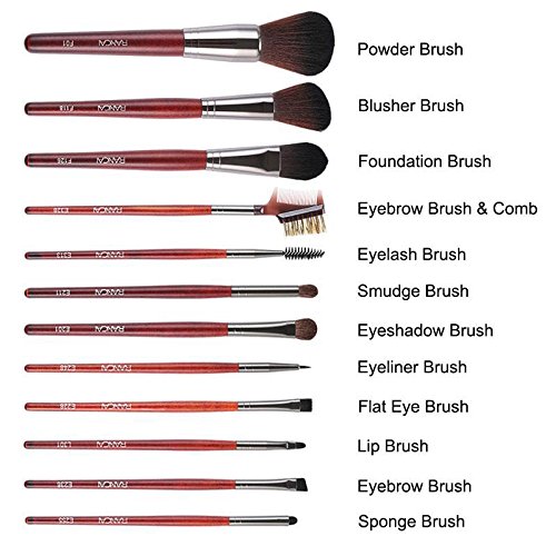 （RANCAI)12pcs makeup brush brown wooden handle makeup brush