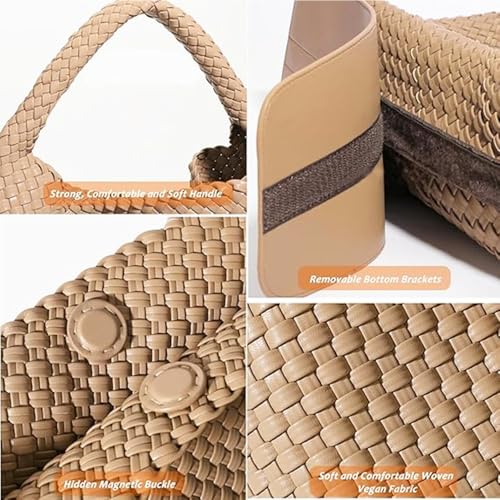 Image of Geelyda Woven Tote Bag for Women with Purse, Fashion Shoulder Hobo Underarm Bags, Large Woven Handmade Work Commuter Day Bags