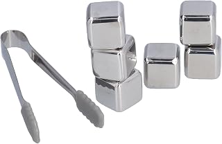 6Pcs Stainless Steel Whiskey Stones Durable Reusable Ice Cubes for Home Bar Gift Set