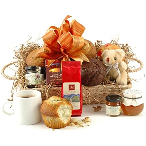 Breakfast in Bed Gift Hamper - Includes American Style Muffins, Tea, Coffee, Jam & Marmalade - Hamper Gift For Family, Friends & Staff Cover