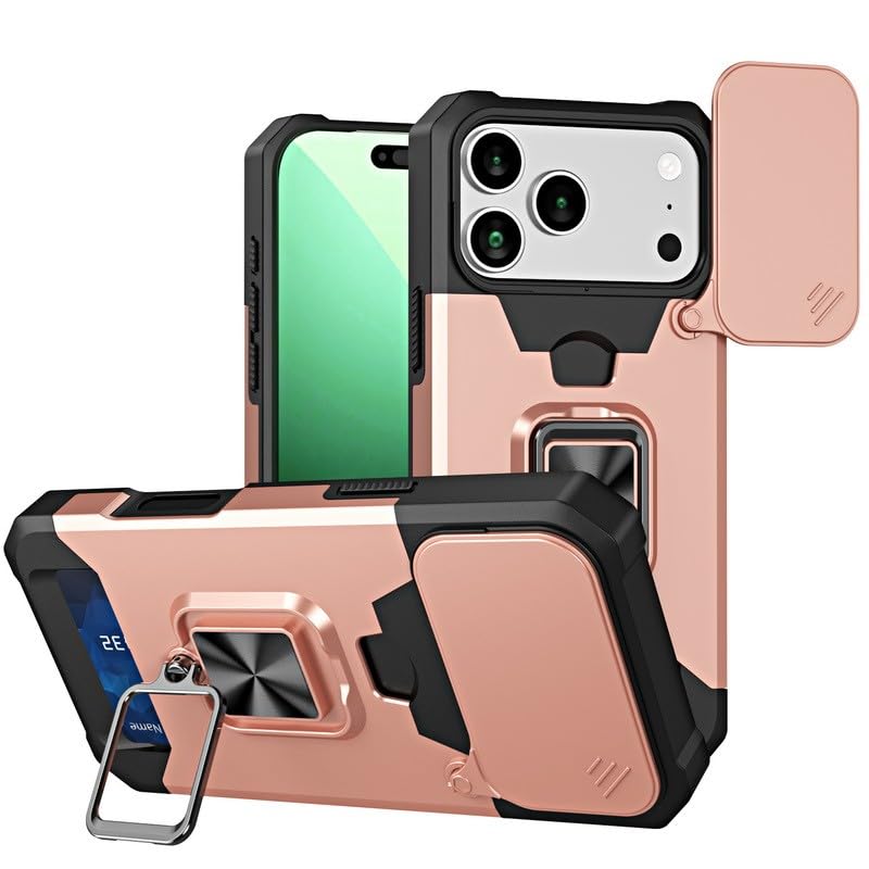 Eviter les chutes d'iPhone 15 Plus avec cette coque or rose rigide silicone à anneau