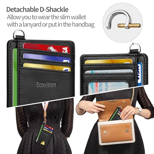 Image of Slim Minimalist Front Pocket Wallet, RFID Blocking Credit Card Holder Wallet with Detachable D-Shackle for Men Women