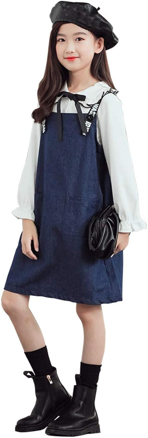 Amazon Jpバレンタインデー 子供服 ガールズ セットアップ デニムサロペットスカート 長袖シャツ ワンピース 2点セット ジャンパースカート リボン付き 可愛い 子供ドレス 姫系 入学式 女の子 結婚式 普段着 ジュニア服 春秋 ワンピース チュニック 通販