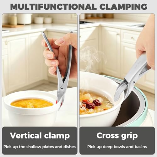 Plate Gripper, 2Pcs Anti-Scalding Dish Clips, Heat Resistant and Non-Slip Hot Bowl Retriever for Kitchen, Dish Plate Clamp Holder Tongs for Pans,Dishes, Strong Load Bearing&Durable by CERQVLXP - Used condition - Image 5