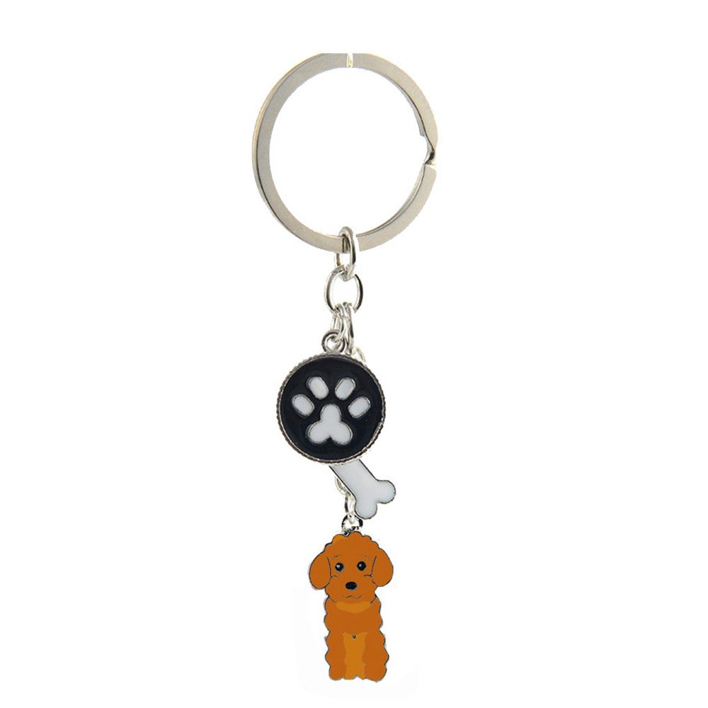 Bbeart Brown Bbeart® Dog Key-Ring Keychain,Cute Small Dog Puppy Metal Keychain Keyring Keyfob Key Tags Car Keyring Bag Charm ( Poodle)