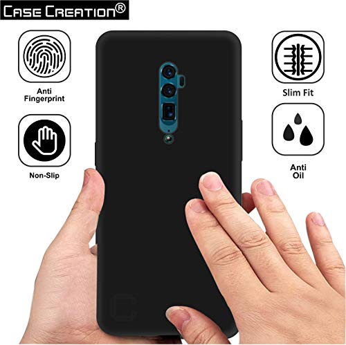Image of Case Creation for Oppo Reno 10x Zoom 2019 Back case, Oppo Reno 10x Zoom Slim Flexible Smart Look case with 360 Camera All Angle Protection (Pure Black)