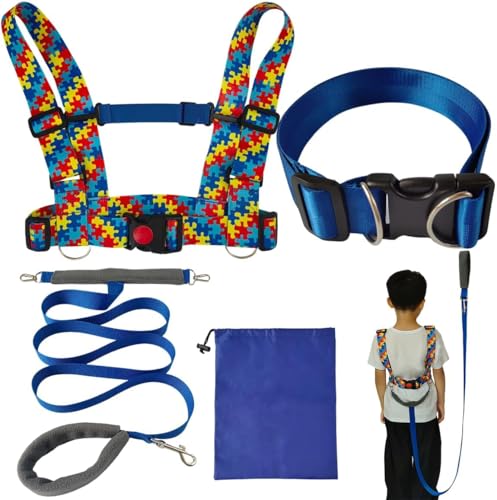 Ajqxh Safety Harness Leash for Special Needs Child Aged 3-10 Years,Walking Harness for Older Children with Grip Handle,Adjustable Tether with Autism...