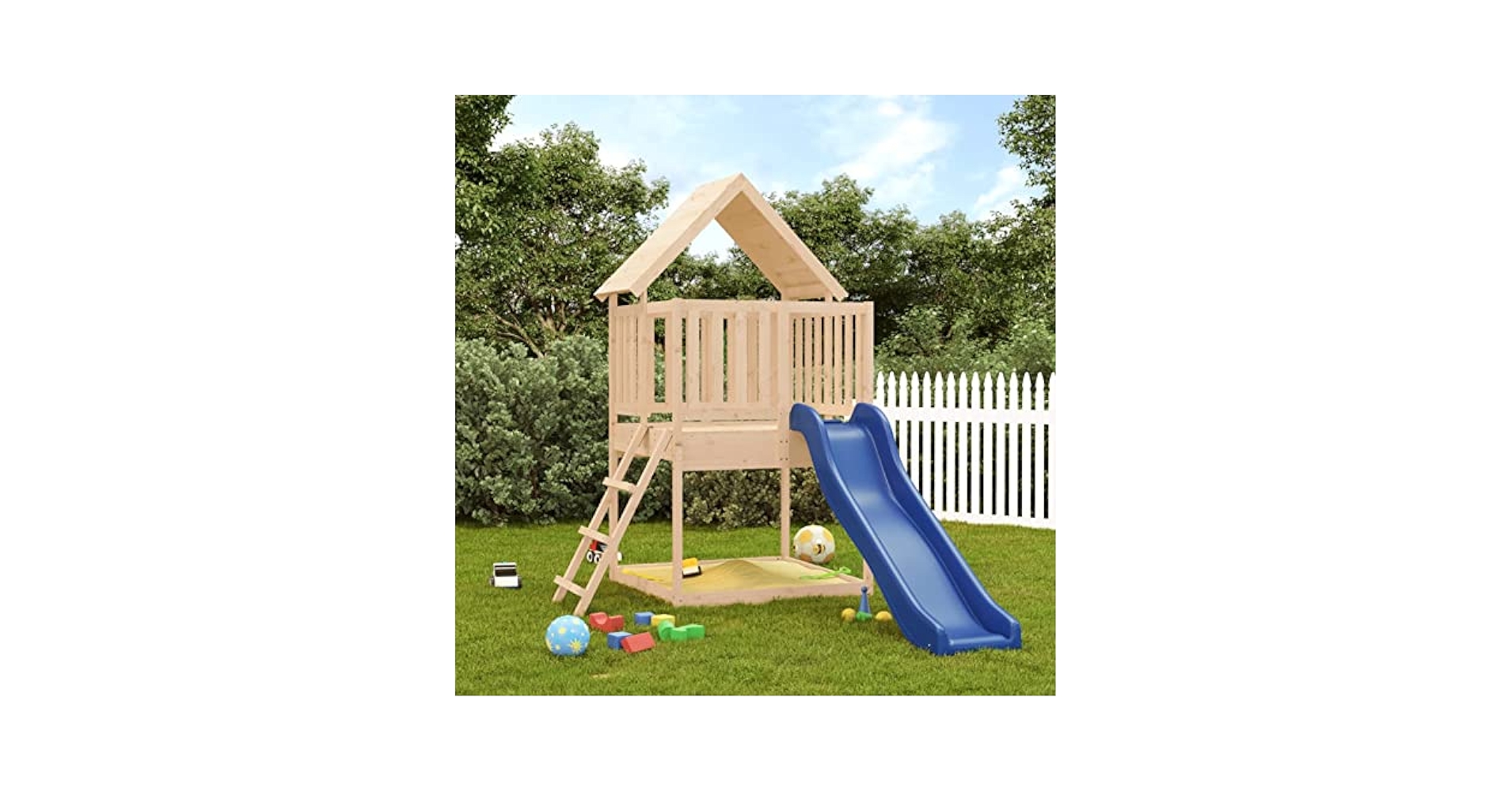 Casetta Da Gioco In Legno Tidyard Con Scivolo - Parco Giochi Esterno 170x311x228 Cm