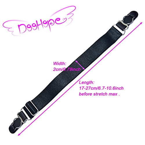 DoHope Stocking Clip Garter Straps Adjustable Suspender Accessories for Hosiery (1 Pair, Black with 2 Garter Buckle) - Thumbnail 3