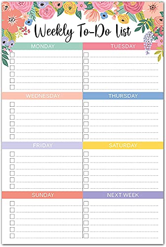 Sweetzer & Orange Floral Weekly to Do List Notepad. Magnetic Weekly Planner Notepad with Daily Planner Agenda Squares. 9x6â€ Day Planner 2021 - Student Planner, Work Planner and Checklist Notepad