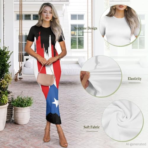 Image of Womens Short Sleeve Jamaican Flag Midi Bodycon Dress
