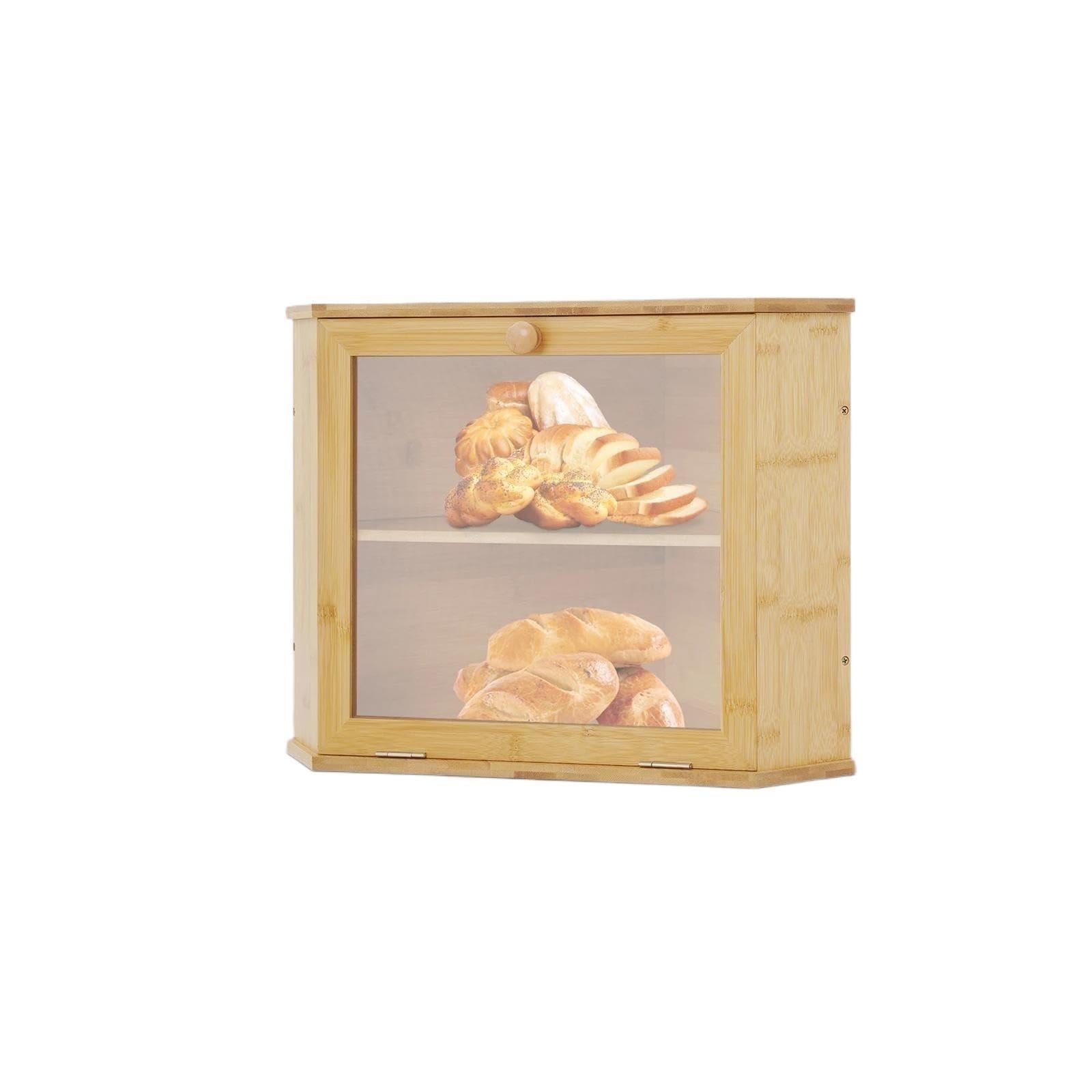 Ad Angolo Portapane Portapane a 2 livelli con finestra trasparente