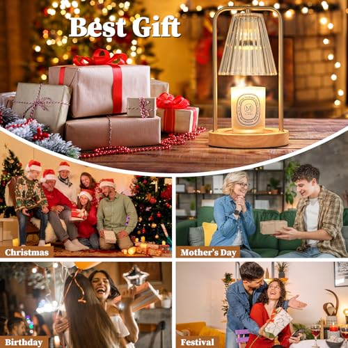 2-Pack Electric Candle Warmers with Timer & Dimmable Wax Melt, Ideal Gifts for Moms, Christmas, and New Homes