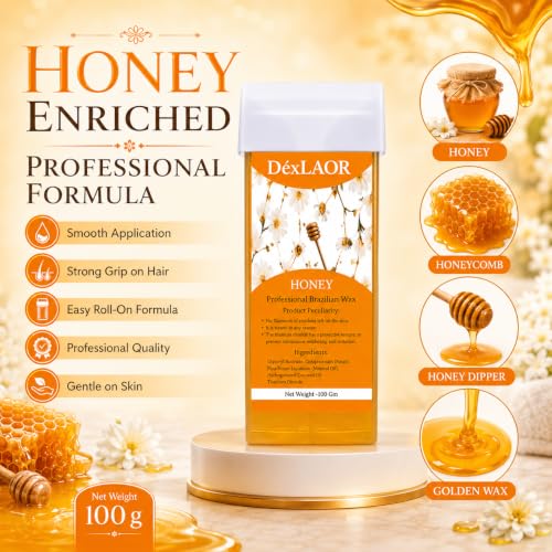 Image of Women Liposoluble Soft Wax Refill Roll-on Cartridge for Full Body Waxing Hair Removal (Honey)