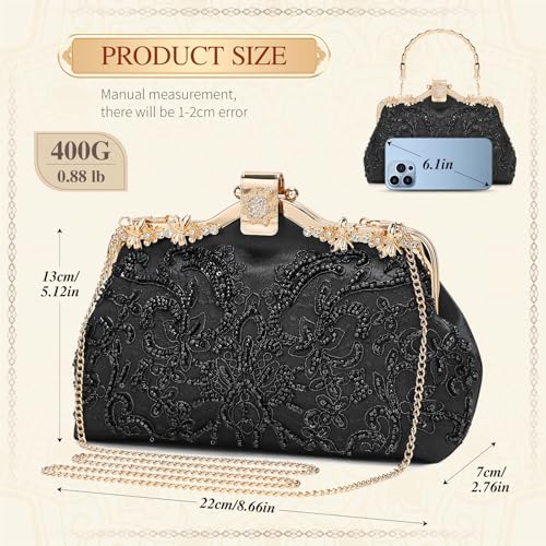 Image of UBORSE 1920s Vintage Clutch Purse Beaded Evening Bag for Women Formal Bridal Sequin Handbag Clutch for Wedding /Prom /Cocktail | 1920s