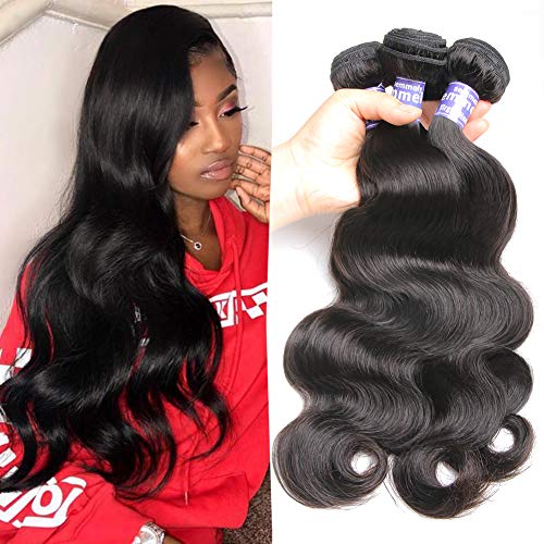 Semmely 8A Brazilian Hair 3 Bundles Body Wave 16 18 20inch Unprocessed Virgin Human Hair Bundles Weave Natural Black Color