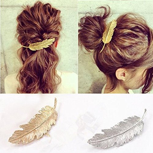 Pack Of 2 Leaf Design Punk Women Girl Hair Clip Pin Claw Barrettes Accessories (Gold+Silver)