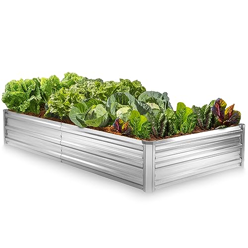 Galvanized Raised Garden Bed Outdoor // 6×3×1 Ft Planter Boxes Raised Beds For Outdoor Plants, Vegetables, Gardening // Large Metal Raised Garden Bed Kit (Silver) // Patent Pending Tool-Free Assembly #TOP7