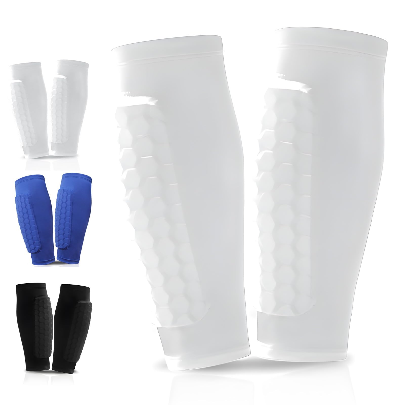 Sharelove Soccer Shin Guards Kids, Practical Protector Football Shin Pads with Breathable Elastic Honeycomb Pads, Thickened and Enlarged Shin Defender Shin Guards Sleeves for Kid Adult