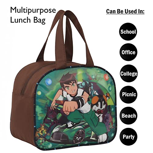Image of STRONG LIFE Polyester Tiffin Picnic Work School Office Lunch Bag for Kids with Bottle Holder (Brown)