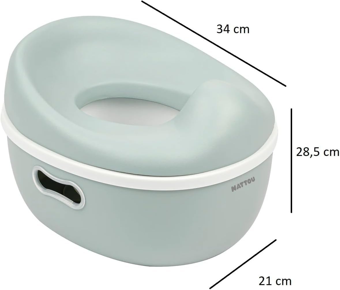 Nattou Pot 3en1 pour bébé, Pot + Tabouret + Siège de toilette pour enfants, Apprentissage facile de la propreté, Env. 34 cm, De 18 mois à 4 ans env., Care, ABS/EVA, Bleu