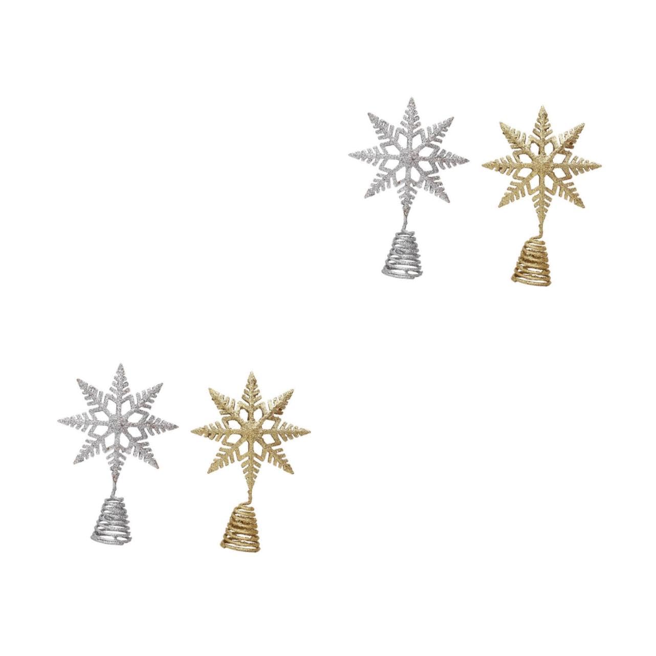 PRETYZOOM 2 Series Estrella De Topper De Árbol De Navidad Navidad Nieve Decoración De La Copa del Árbol Colgante Brillantina Nieve Falsa Decoración Rústico Hierro Forjado 2 Piezas*2