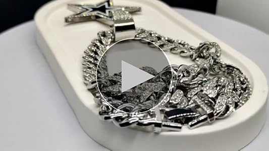 ZENRUIMING Exaggerated full rhinestone blue star necklace, hip hop