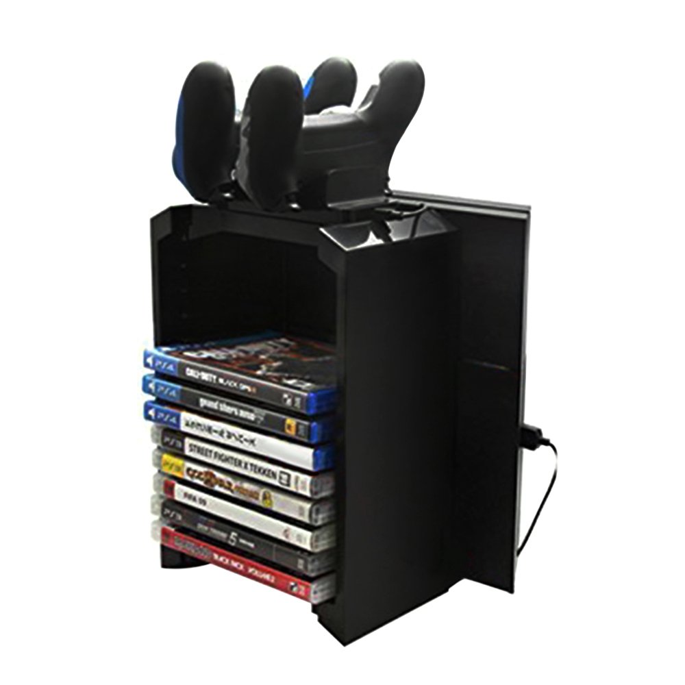 Multi-Functional Storage Stand Kit for PS4 Game Discs Controllers with Dual Controller Charging Dock-image-21