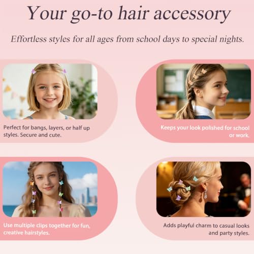 Pinzas de cabello Mariposa 60 piezas, pequeñas garras coloridas Y2K para niñas miniatura 6