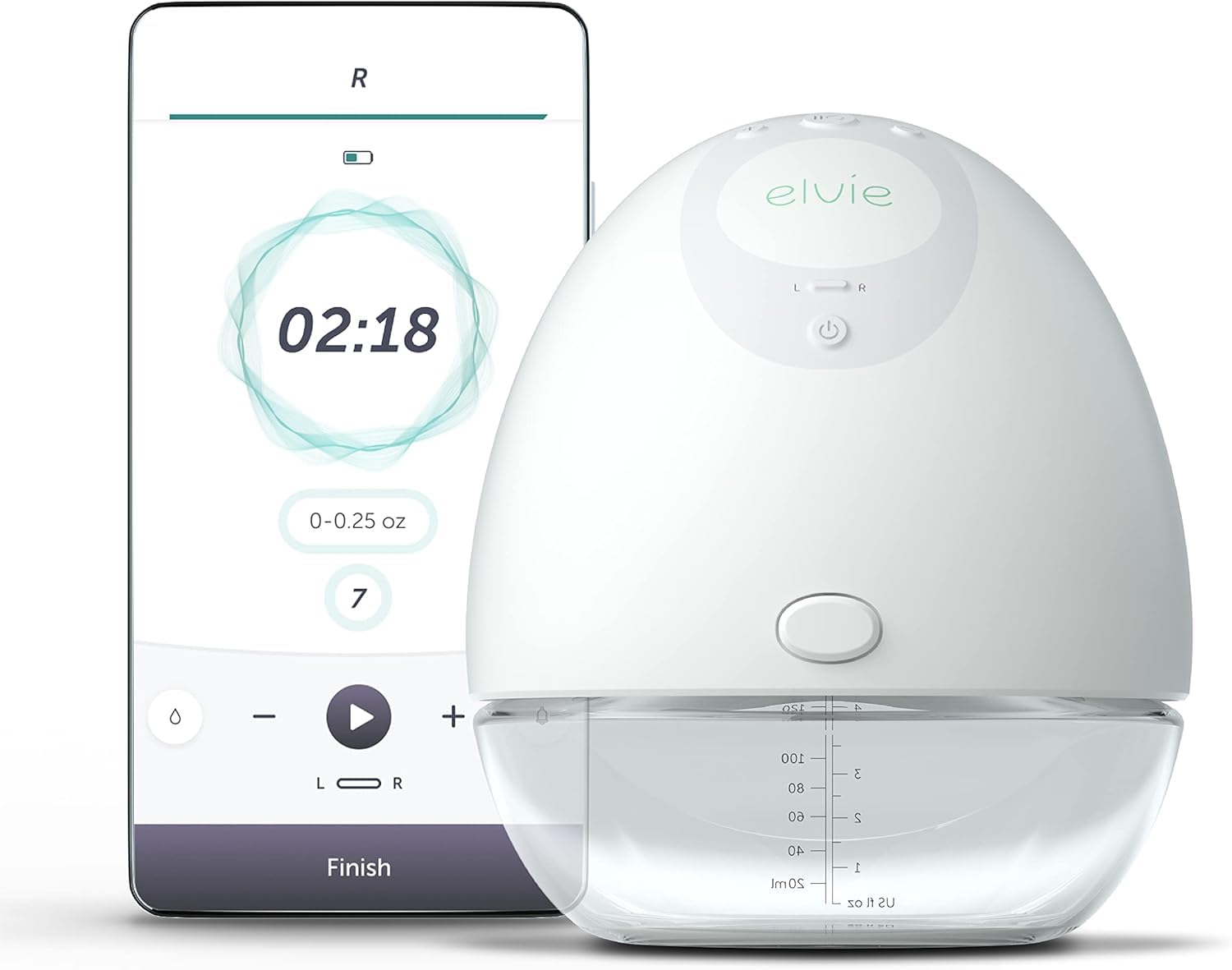 Elvie Breast Pump Single, Electric Breastfeeding Pump (24mm/28mm Nipple Shields) - Hands Free, Tubeless, Portable & Wearable