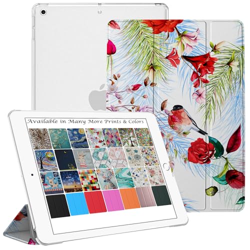 Image of DuraSafe Cases iPad mini 4 7.9 Inch 2015 [ Mini 4th Gen ] A1538 A1550 MK6K2HN /A MK6J2HN /A MK6L2HN /A Trifold Printed Hard Smart PC Transparent Back Cover - Birds & Flowers