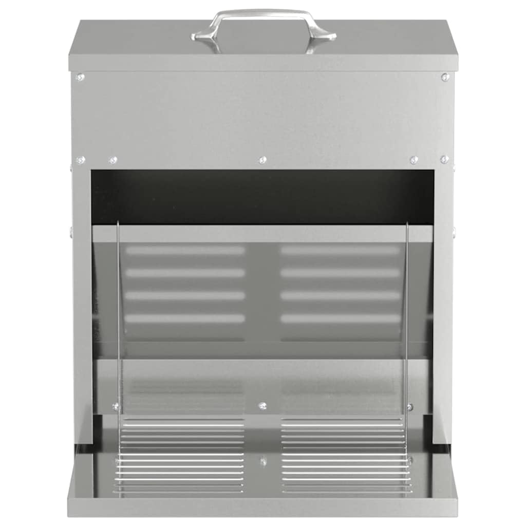 Comedero para patadas de pollo de acero galvanizado de 33 x 42 x 40 cm, resistente a la intemperie con capacidad de 10 kg para interior y exterior, estación de alimentación protectora con