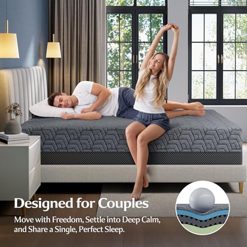 Image of Yaak 14 Inch King Size Memory Foam Mattress, Cooling Gel Made in USA, Grey | Medium firm, back pain relief, motion isolation, breathable, CertiPUR-US, Oeko-Tex, fiberglass free