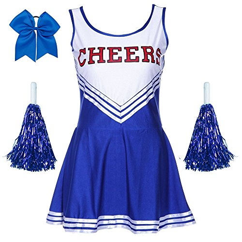 Ladies Sexy Varsity High School Cheer Girl Sexy Cheerleader Costume Uniform Halloween Fancy Dress Costume - Thumbnail 5